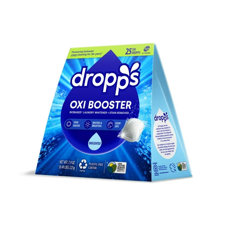 Dropps Oxi Booster Biobased Laundry Whitener + Stain Remover Pods, Unscented, 25 Count | Walmart (US)