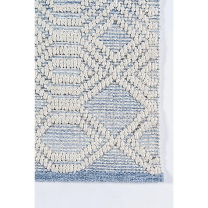 Schuller Geometric Handmade Flatweave Light Blue/White Area Rug | Wayfair North America
