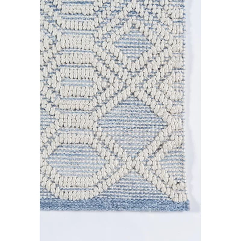 Schuller Geometric Handmade Flatweave Light Blue/White Area Rug | Wayfair North America