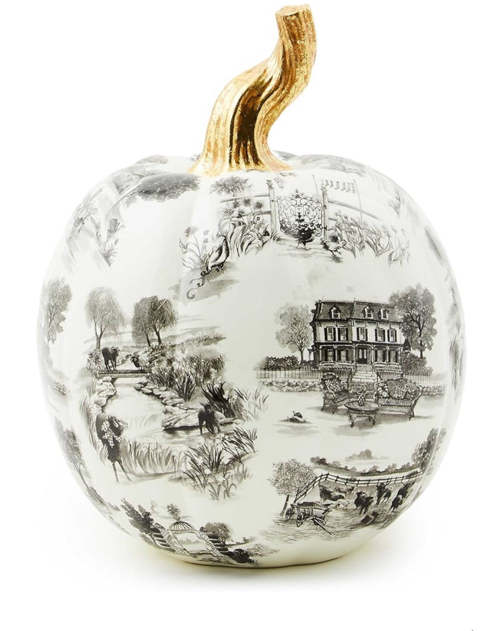 MACKENZIE-CHILDS Toile Small Resin Pumpkin, Halloween Tabletop Decor, Black, grandmillennial fall decor, Halloween decor 

#LTKFindsUnder100 #LTKHalloween #LTKHome