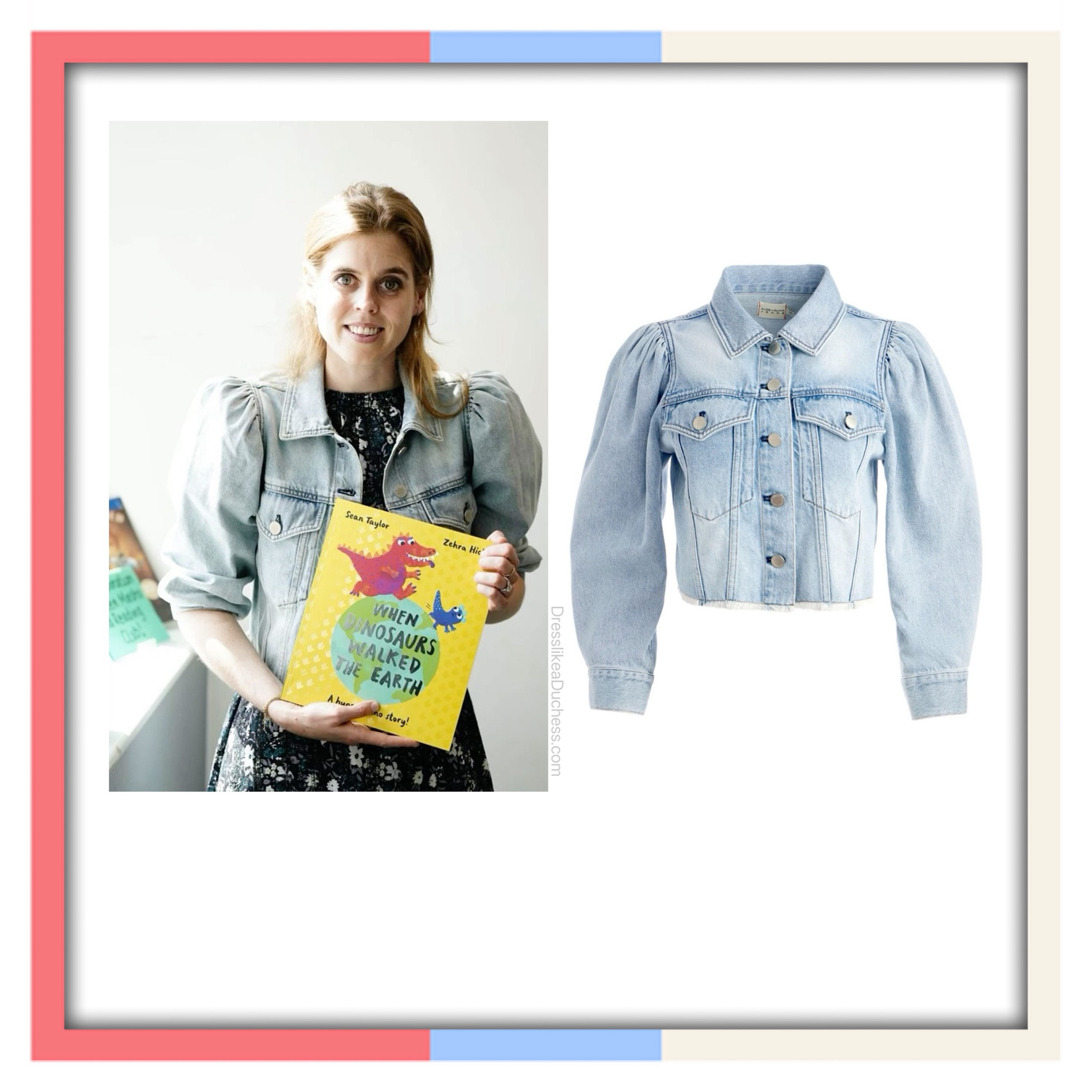 Princess Beatrice Alice and Olivia puff sleeve Jean jacket Lana in rockstar blue 