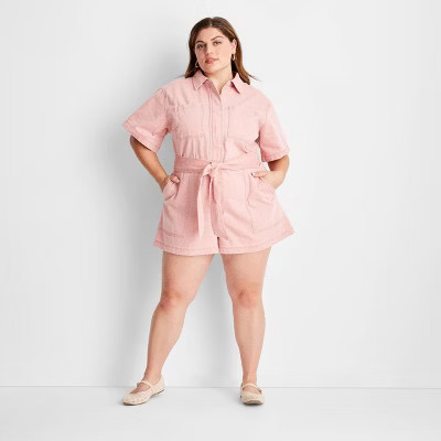 Women's Short Sleeve Utility Romper - Future Collective | Target