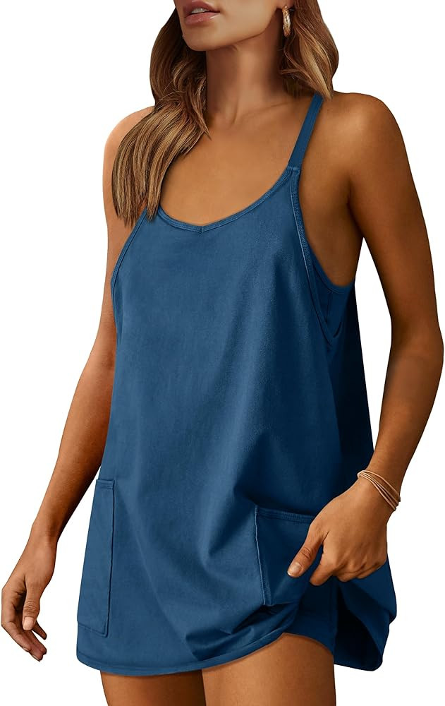 Caracilia Womens Summer Mini Dress 2025 Casual Sleeveless Built in Shapewear Sundress Trendy Shor... | Amazon (US)