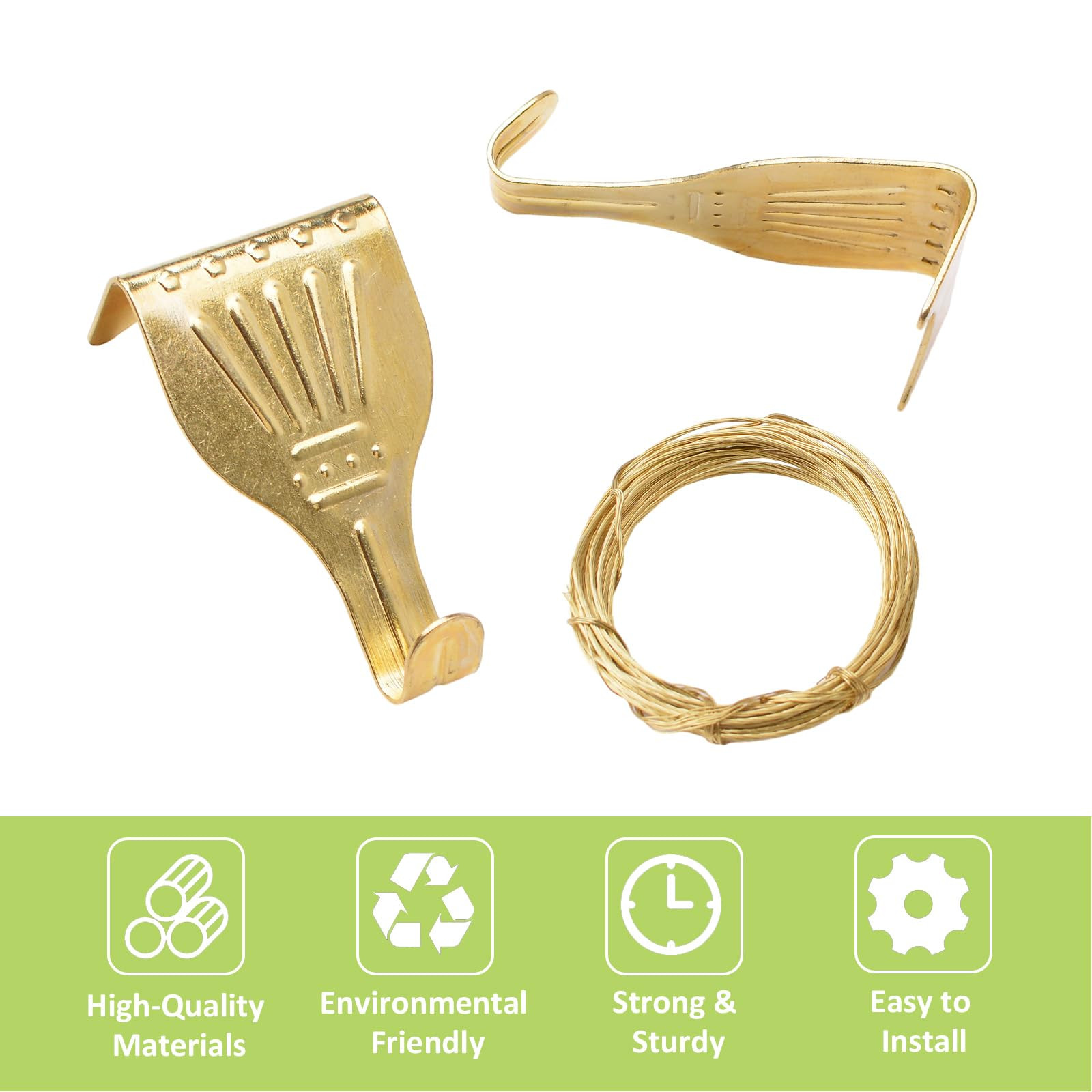 Picture Hanging Kit - 13pcs Brass Plated Hooks & 3 Rolls 3M Wires for Wall Display & Exhibition | Amazon (US)