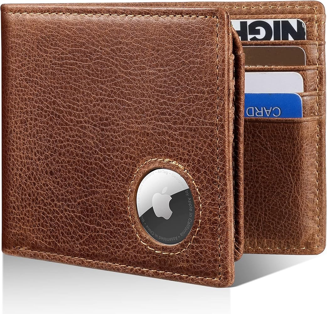 Mens Wallet With AirTag Holder, Bifold Leather RFID Blocking 1-2 ID Windows 12-13 Card Holders, G... | Amazon (US)