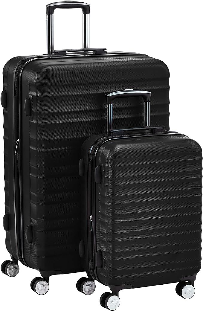 Amazon Basics Unisex Adults Hardside Spinner Suitcase with Wheels, Black, 2-piece Set (20", 28") | Amazon (US)