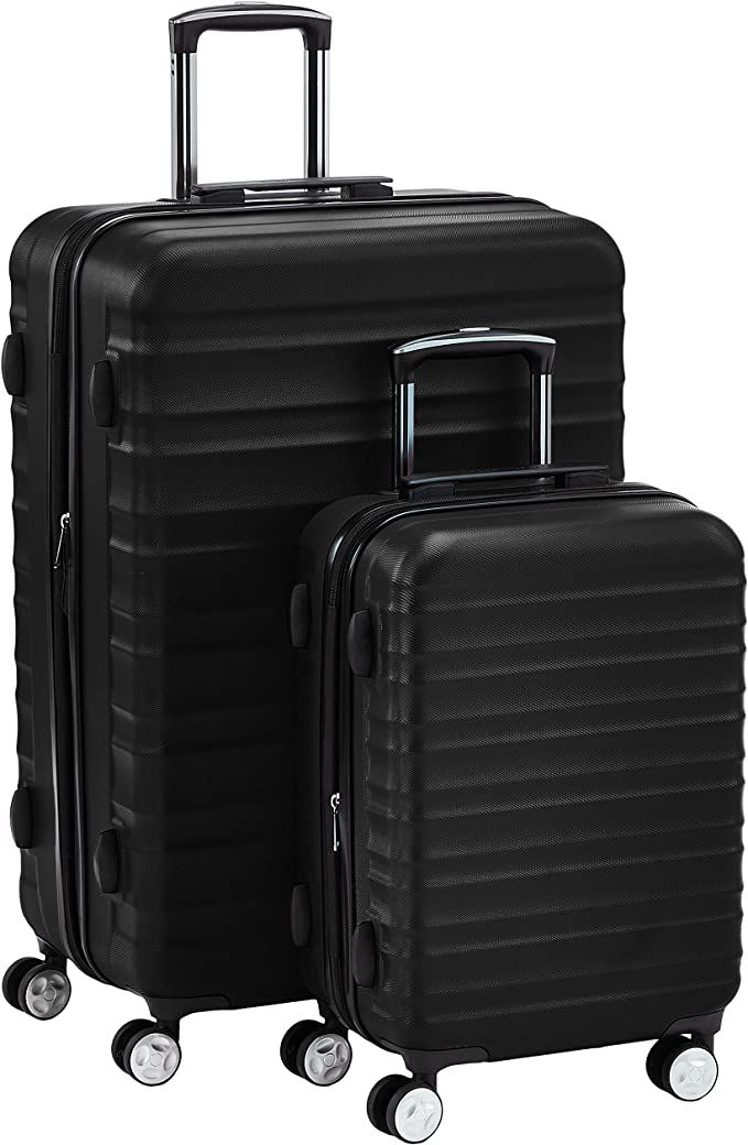 Amazon Basics Unisex Adults Hardside Spinner Suitcase with Wheels, Black, 2-piece Set (20", 28") | Amazon (US)