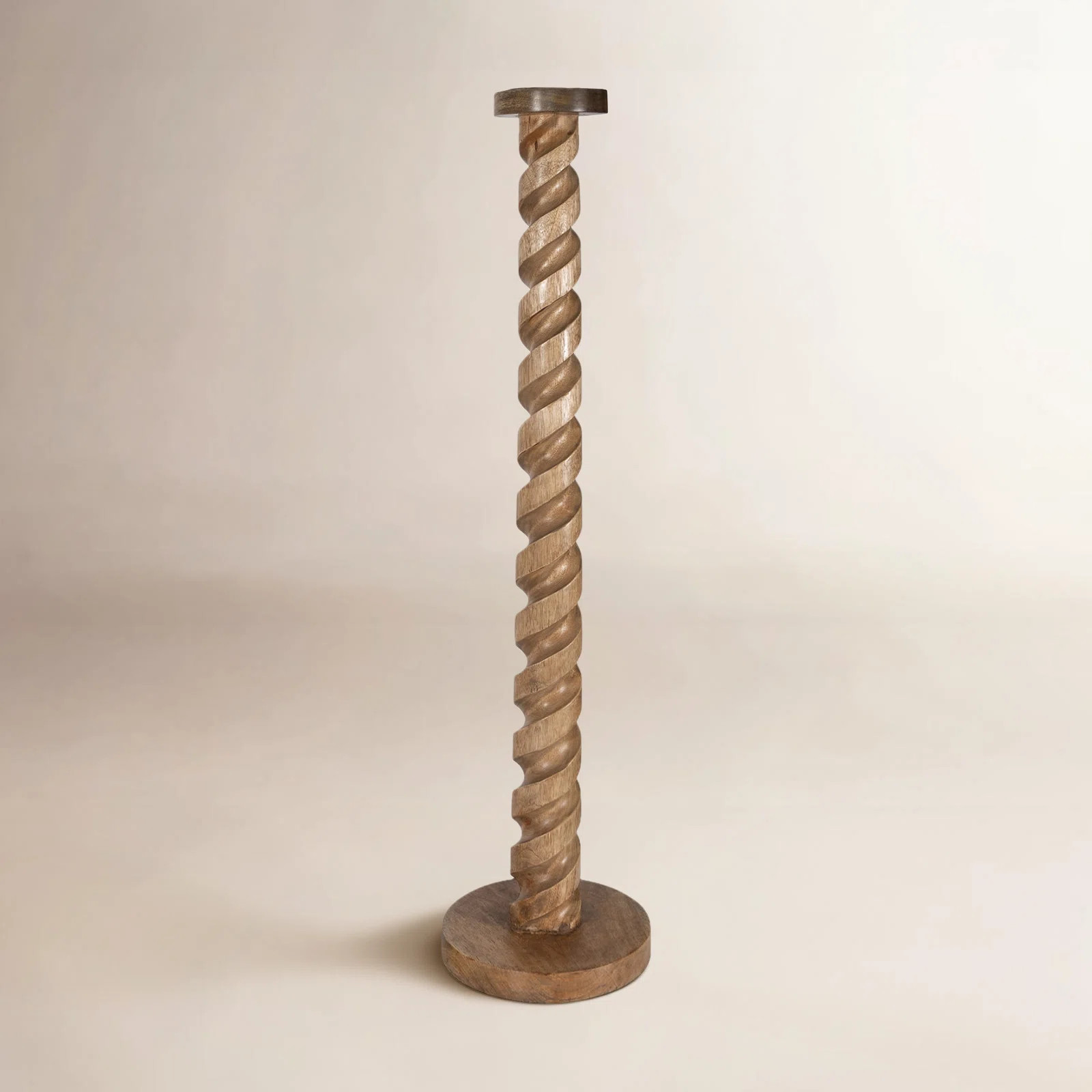 Sagebrook Home Baltic Mango Wood Spiral Candleholder - Elegant Home Decor | Birch Lane