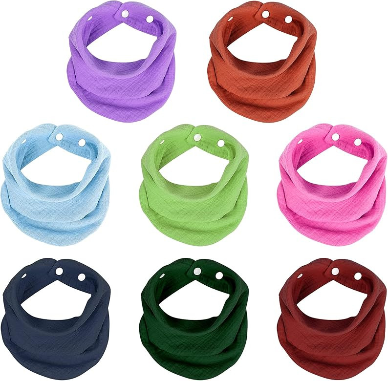 Baby Bandana Drool Bibs, Absorbent Muslin Spit up Bibs with Adjustable Snap, Scarf Bibs for Baby ... | Amazon (US)