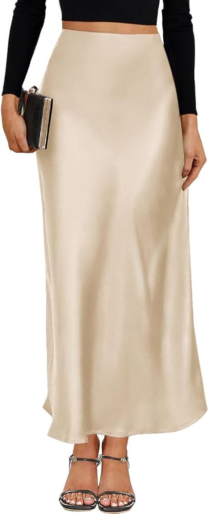VividMosaic 2026 Satin High Waisted Maxi Skirt Silk A-Line Spring Summer Casual Long Skirts for W... | Amazon (US)