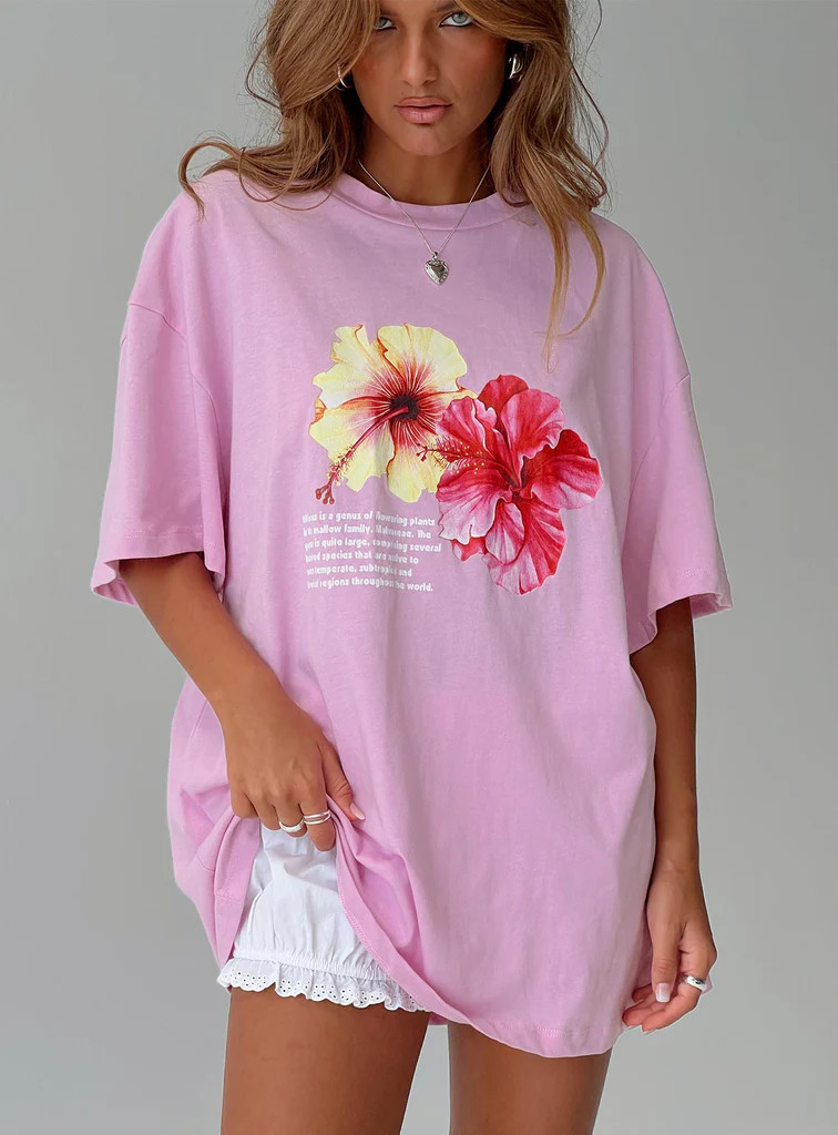 Hibiscus Haven Oversized Tee Pink | Princess Polly AU