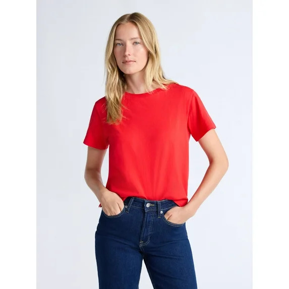 Free Assembly Women's and Women's Plus Cotton Cropped Boxy Tee with Short Sleeves, Sizes XS-4X | Walmart (US)