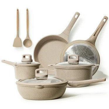 Carote Nonstick Pots and Pans Set, 8 Pcs Induction Kitchen Cookware Sets (Beige Granite) - Walmar... | Walmart (US)