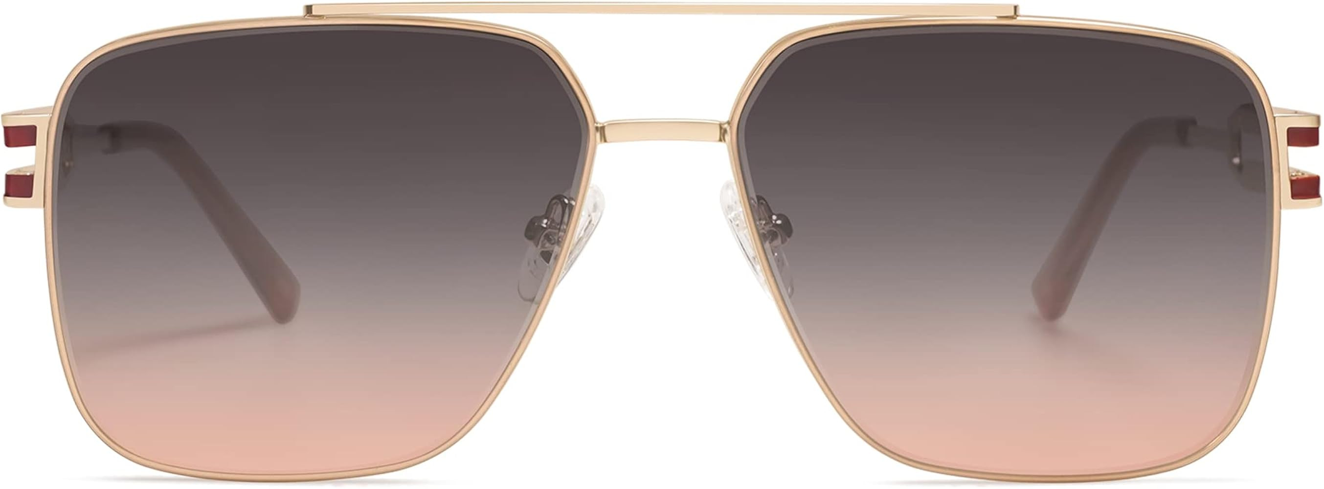 SOJOS Retro Oversized Square Sunglasses for Women Men, Vintage Large Double Bridge Metal Frame Un... | Amazon (US)