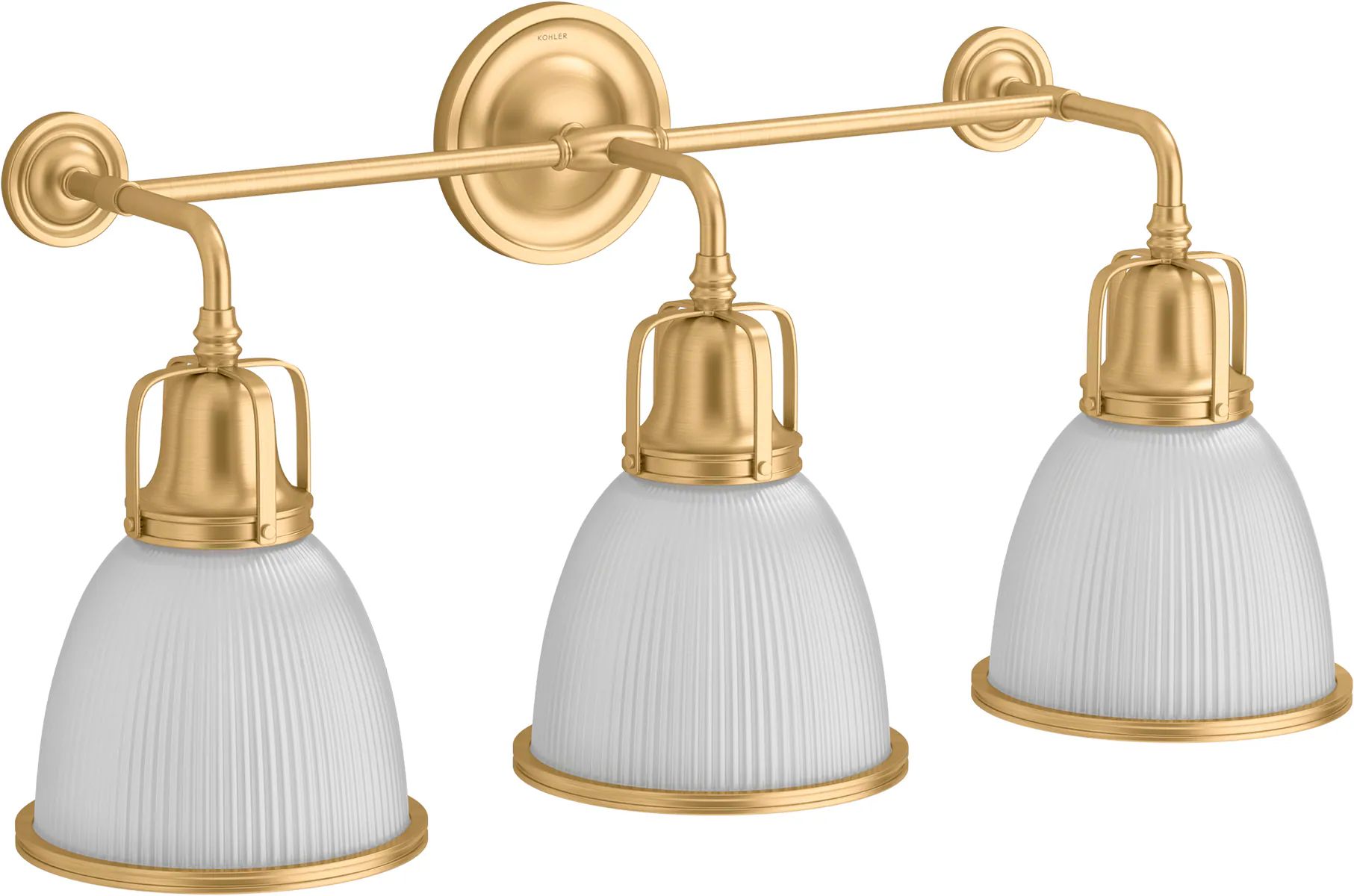 Hauksbee 28.13-in W 3-Light Brushed Moderne Brass Wall Sconce | Lowe's