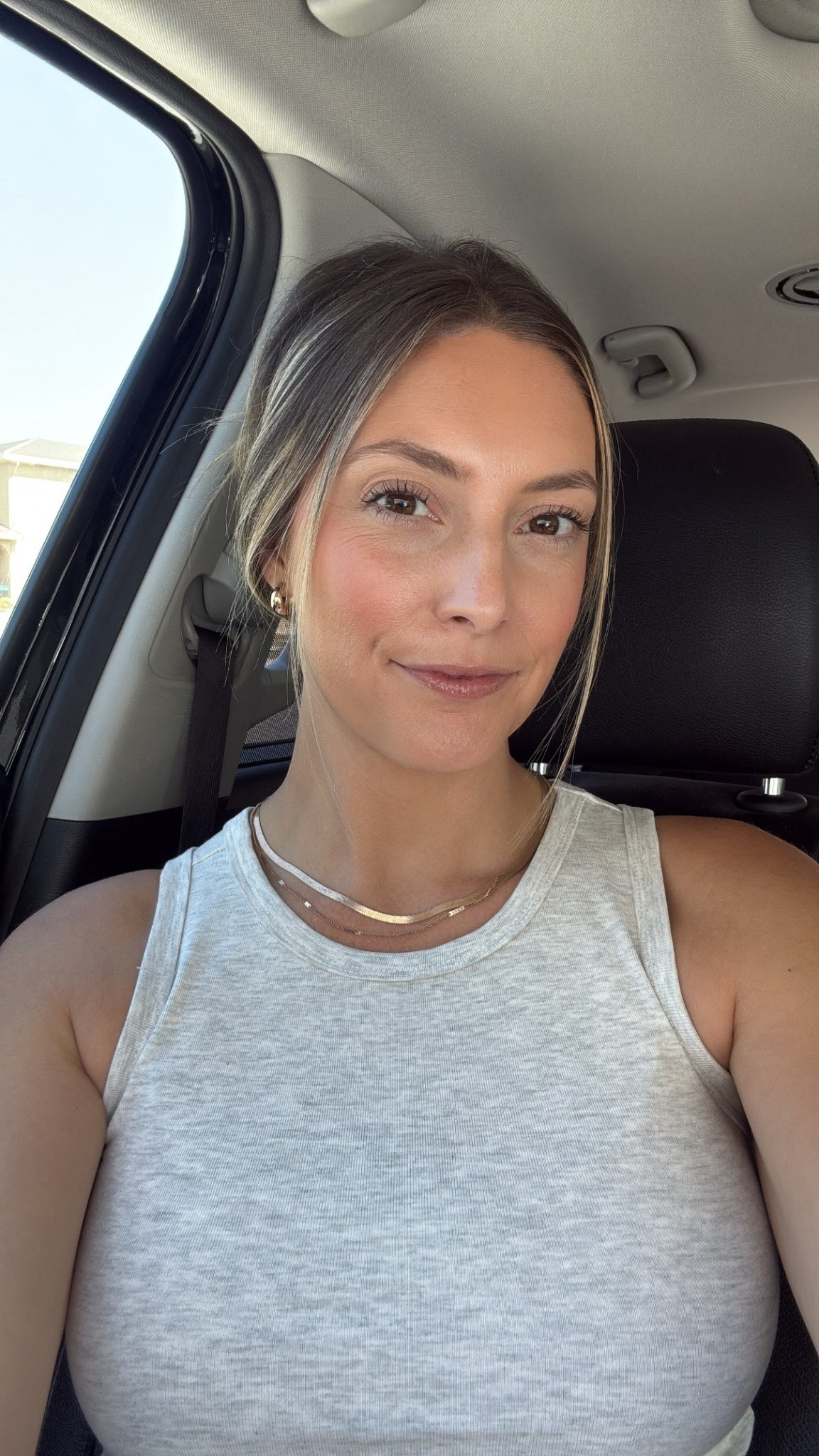 Gold jewelry, gold Huggies, herringbone necklacees