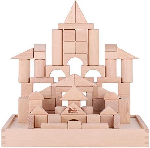 iPlay, iLearn Wooden Building Blocks Set, 72 PCS Natural Wood Stacking Block Toy, DIY Wood Block ... | Amazon (US)