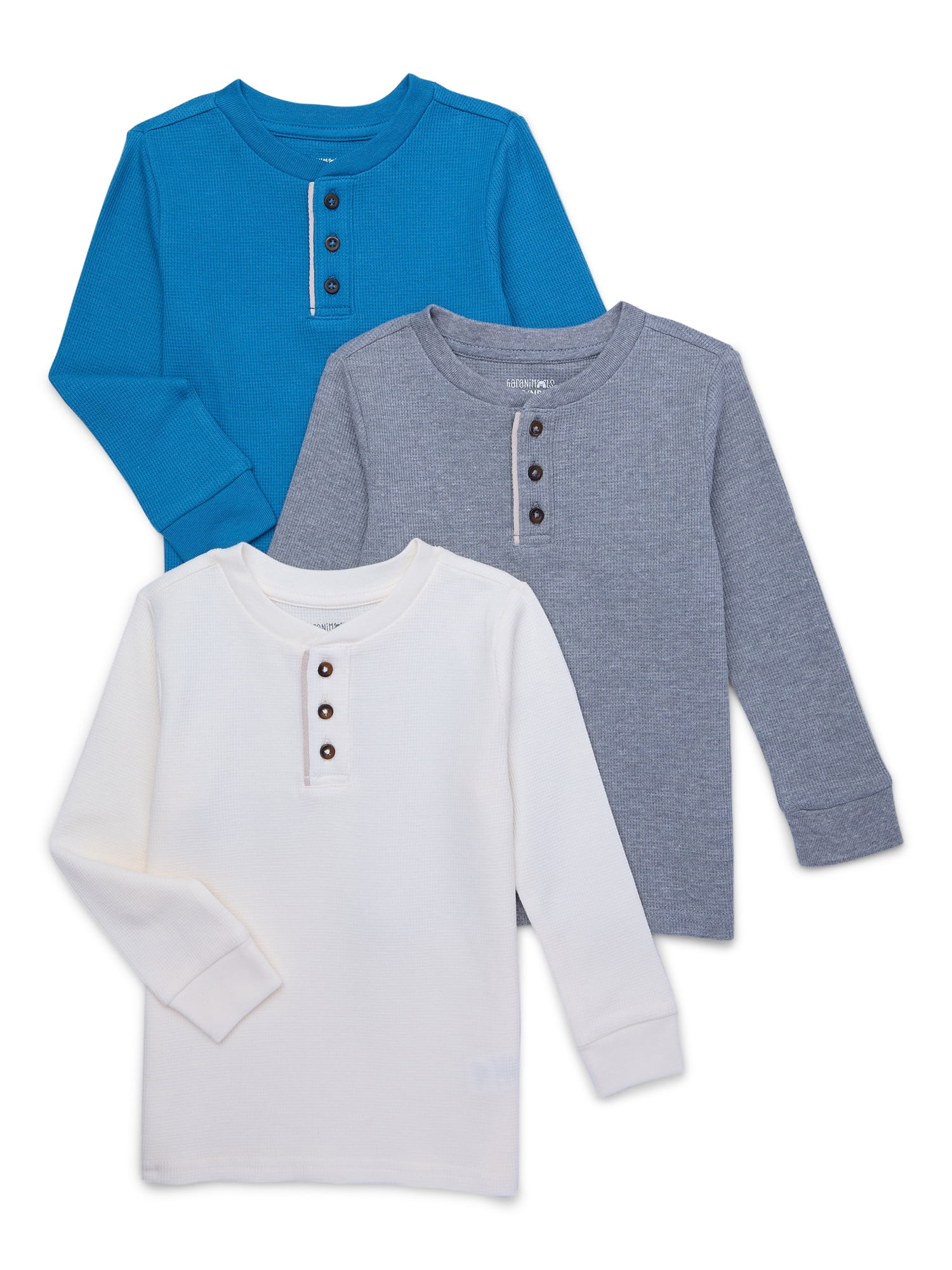 Garanimals Toddler Boys Long Sleeve Henley Tee, 3-Pack, Sizes 12M-5T | Walmart (US)