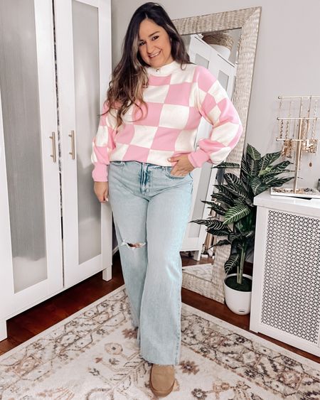 Wearing a 31 petite in the high waisted wide leg jeans
Wearing a large in the pink checkered sweater
Amazon ugg mini boots tts

Casual outfit, loft, petite jeans, amazon sweater, Amazon boots

#LTKcurves #LTKunder100 #LTKshoecrush