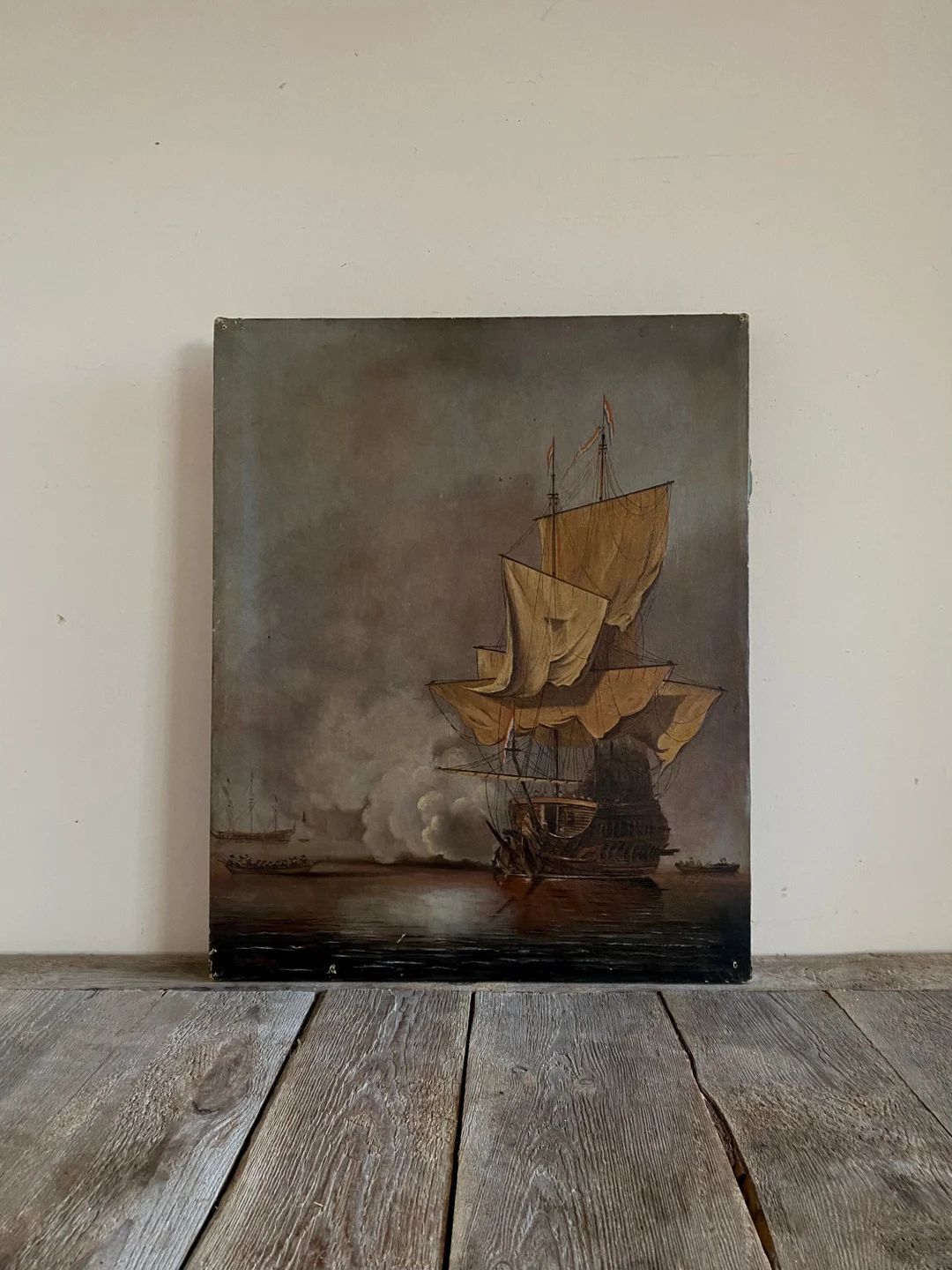 1940s Dutch VOC ship sailboat oil painting dark moody classical boat Netherlands 1900s | Etsy (US)