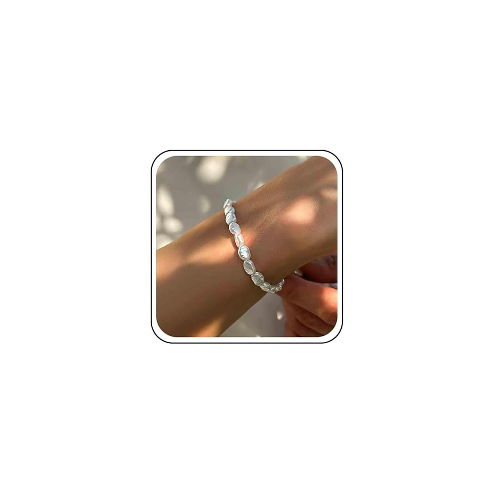 Vintage Baroque Pearl Bracelet Silver Irregular Pearl Chain Bracelet Cultured Baroque Pearls Brac... | Amazon (US)