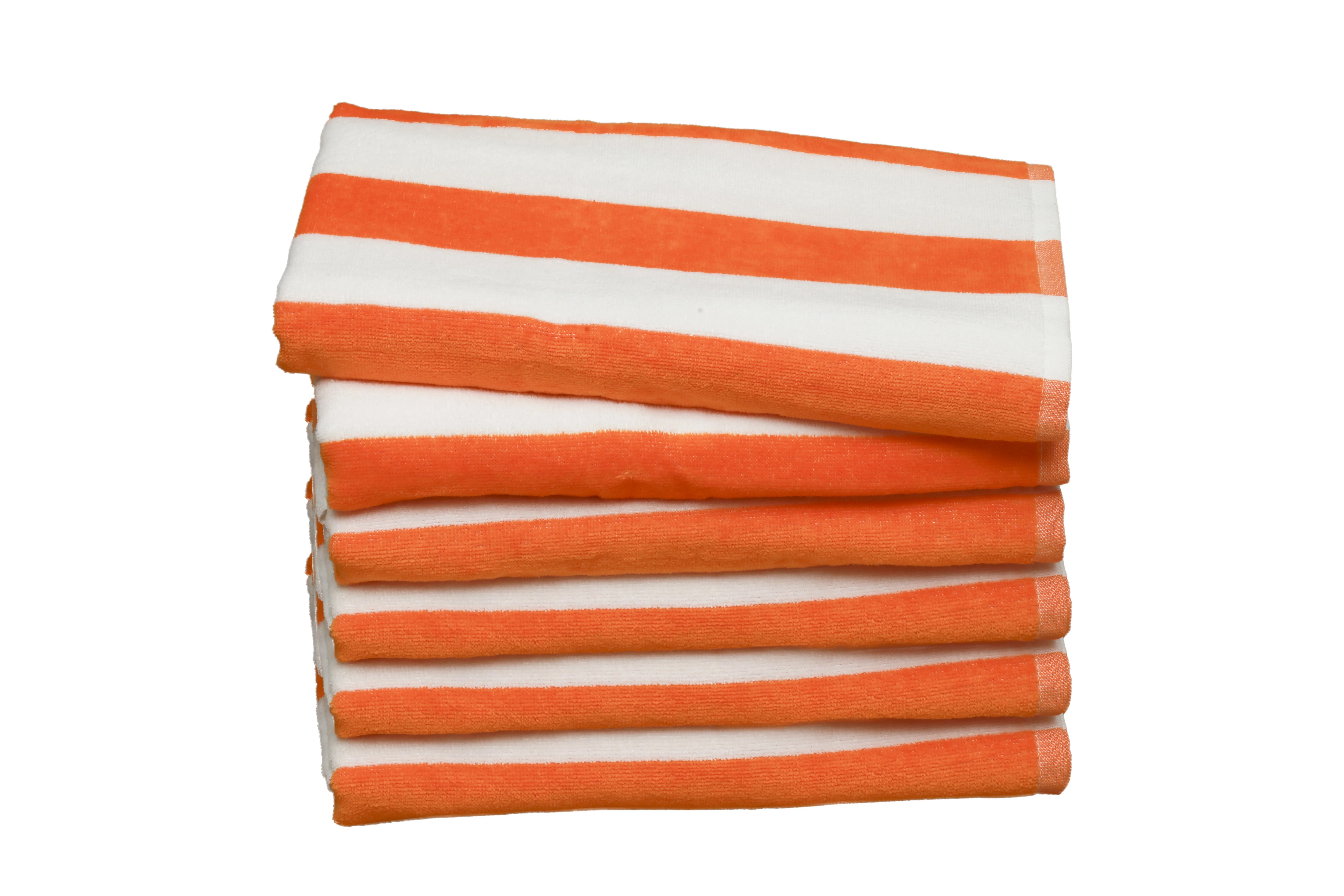 (6 pack) Mainstays Cotton Orange & White Cabana Stripe Beach Towel, 28" x 58" | Walmart (US)