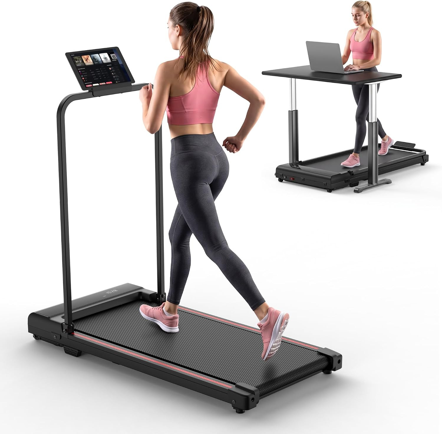 Walking Pad Treadmill for Home - Foldable Treadmills with Handle Bar Mini Portable Walk Pads Under Desk Small Spaces Compact Folding Electric Treadmills Office Walking and Running Machine Terluxra | Amazon (US)