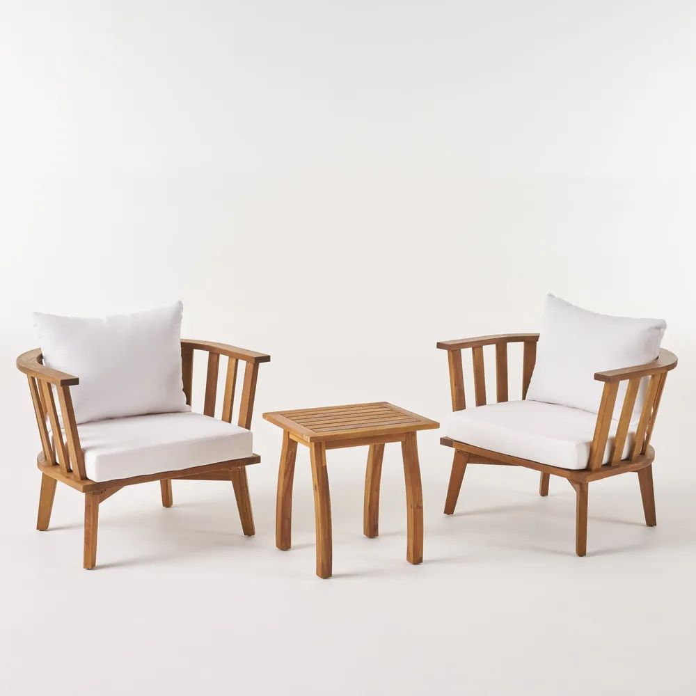 Barton Outdoor 2 Seater Acacia Wood Club Chairs and Side Table Set by Christopher Knight Home - O... | Bed Bath & Beyond