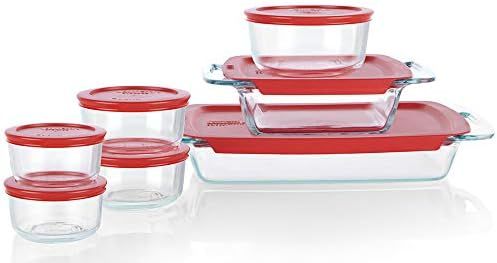 Pyrex Easy Grab Glass Bakeware and Food Container Set, 14-Piece, Clear | Amazon (US)
