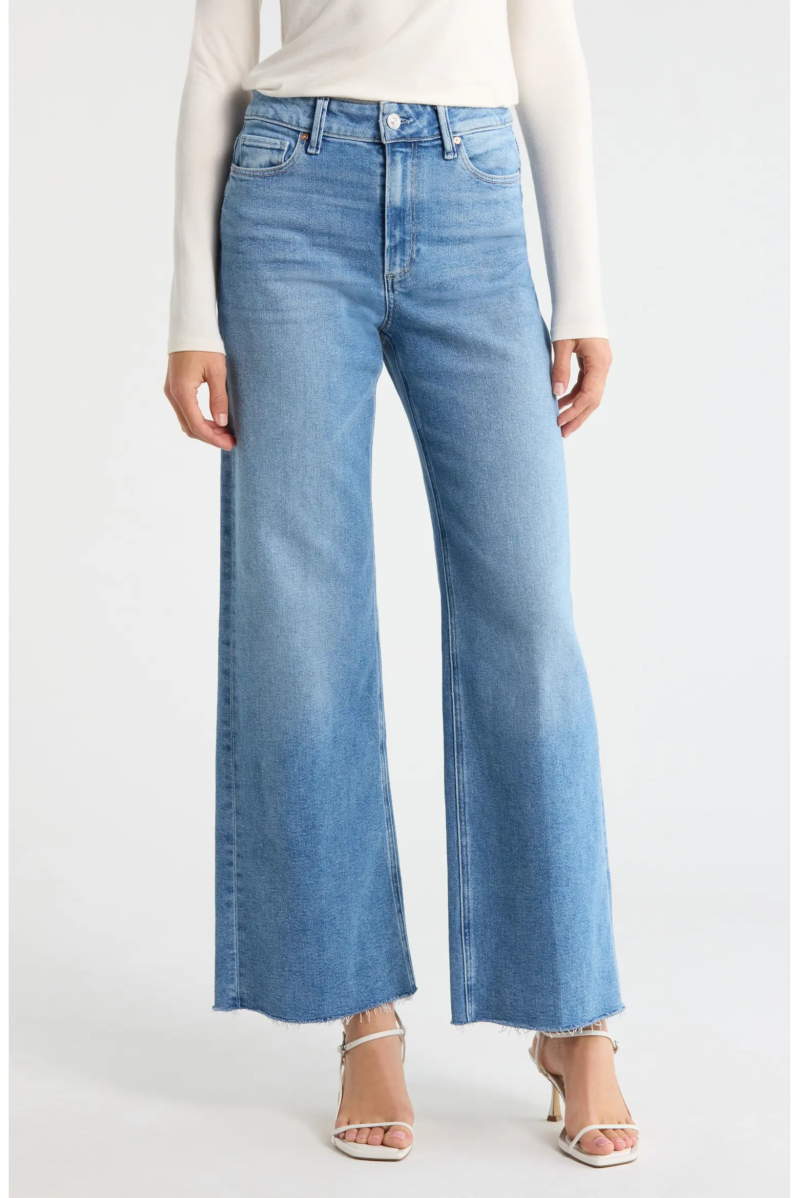 Anessa High Waist Raw Hem Wide Leg Jeans (Women) | Nordstrom | Nordstrom