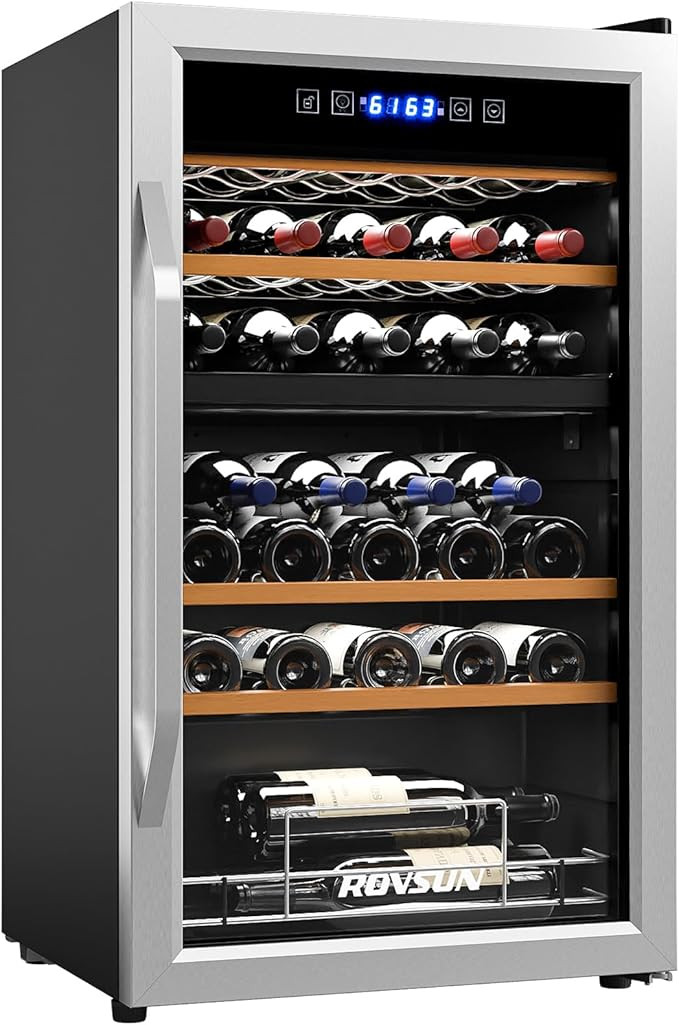ROVSUN 33 Bottle Wine Fridge, Dual Zone Wine and Beverage Refrigerator with Independent Temp & LE... | Amazon (US)