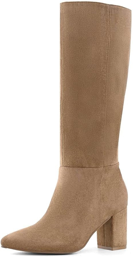 Shoe'N Tale Knee High Boots for Women Chunky Block Heel Fall Winter Pointed Toe Boots | Amazon (US)