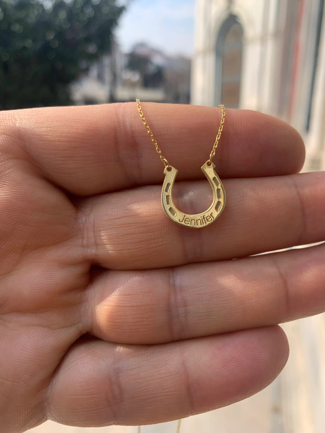14k Gold Horseshoe Name Necklace , Custom Horseshoe Necklace , Engraved With Your Name or Horse N... | Etsy (US)