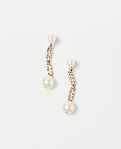 Pearlized Pave Link Drop Earrings | Ann Taylor (US)