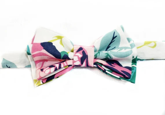 Bow Tie (or Hairbow). Pink Roses Floral Tie. Unique Accessory for Groomsman. Wedding Planning Ide... | Etsy (CAD)