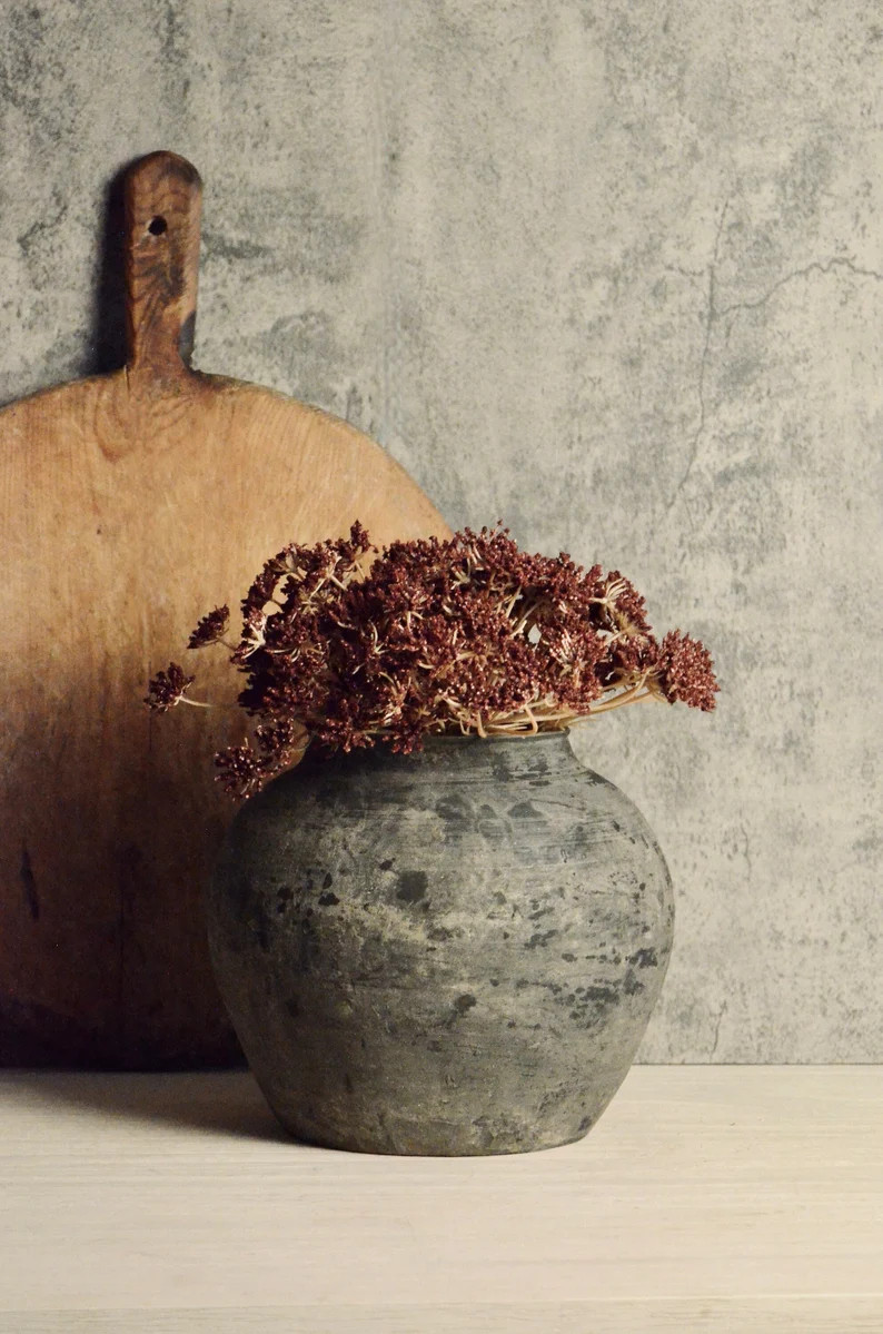 Vintage Grey Pot Clay Vase Rustic Vessel Wabi Sabi - Etsy | Etsy (US)