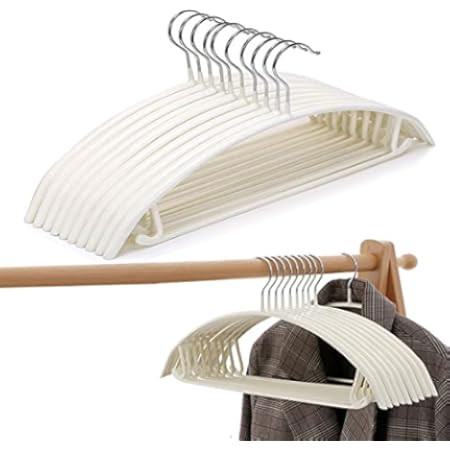 MIZGI Premium Velvet Hangers (Pack of 50) Heavyduty- Non Slip No Shoulder Bump Suit Hangers - Chrome | Amazon (US)