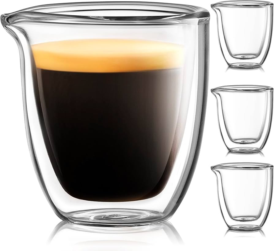 Pouring Espresso Cups Set of 4 - Glass Espresso Cups Shot Glass with Spout 2.7 OZ - Double Espres... | Amazon (US)