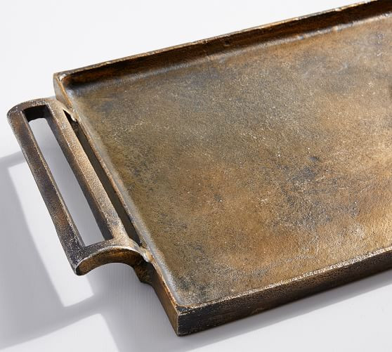 Antiqued Metal Decorative Tray | Pottery Barn (US)