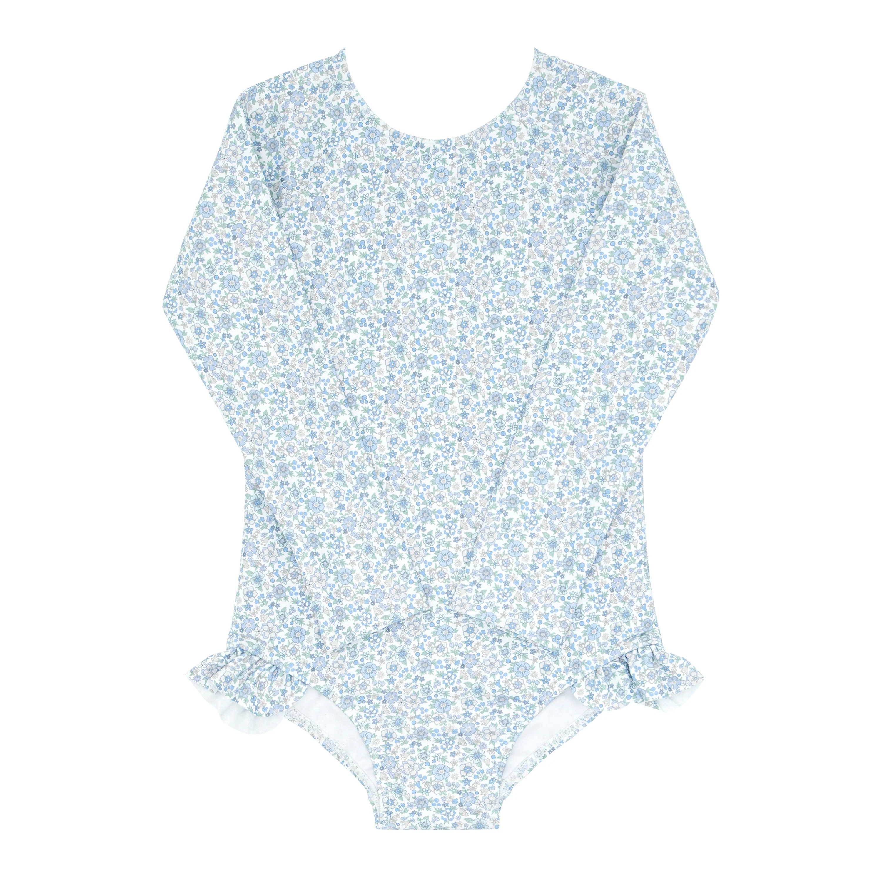 girls slate floral rashguard one piece | minnow
