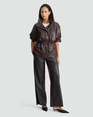 F&F Faux Leather High Neck Jacket in Brown | Tesco F&F