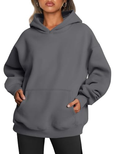Trendy Queen Womens Oversized Hoodies Fleece Sweatshirts Fall Fashion Pullover Sweaters Winter Clothes Dark Grey M | Amazon (US)