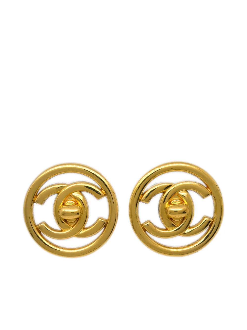 CHANEL Pre-Owned 1997 CC turn-lock clip-on earrings - Gold | Farfetch Global