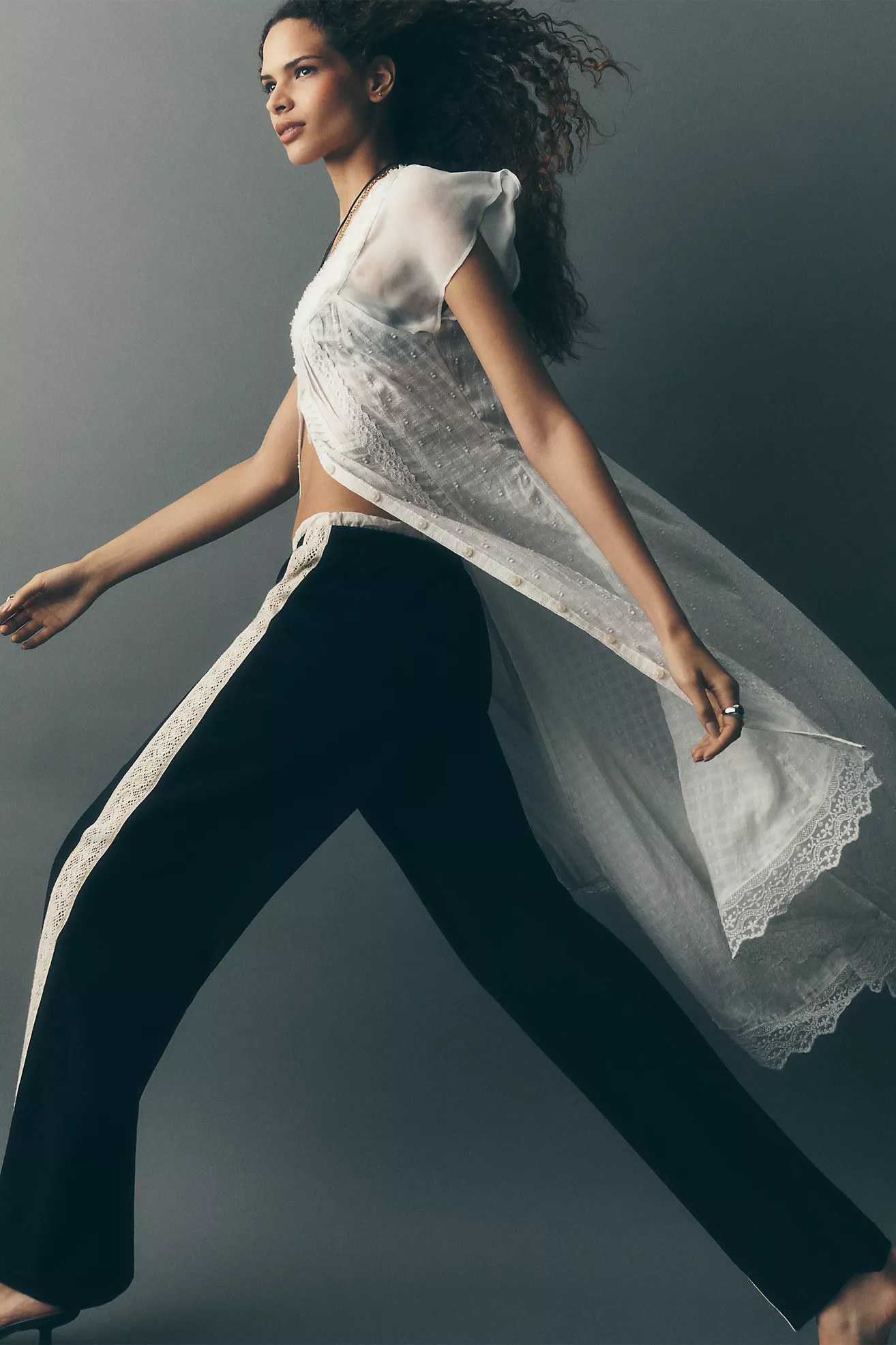 Pilcro Short-Sleeve Textured Maxi Tunic | Anthropologie (US)