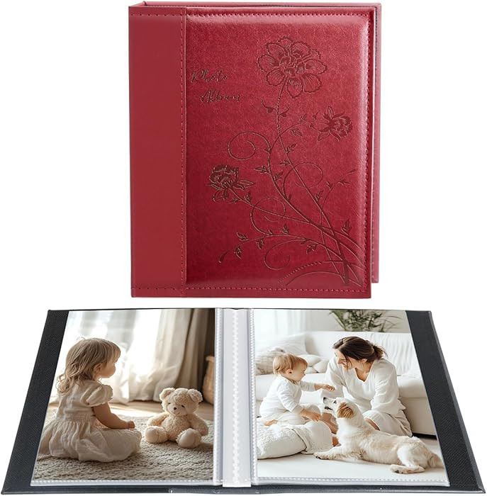 Artmag Photo Album 5x7 Clear Pages Pockets Leather Cover Slip Slide in Photo Album Book Holds 50 ... | Amazon (US)