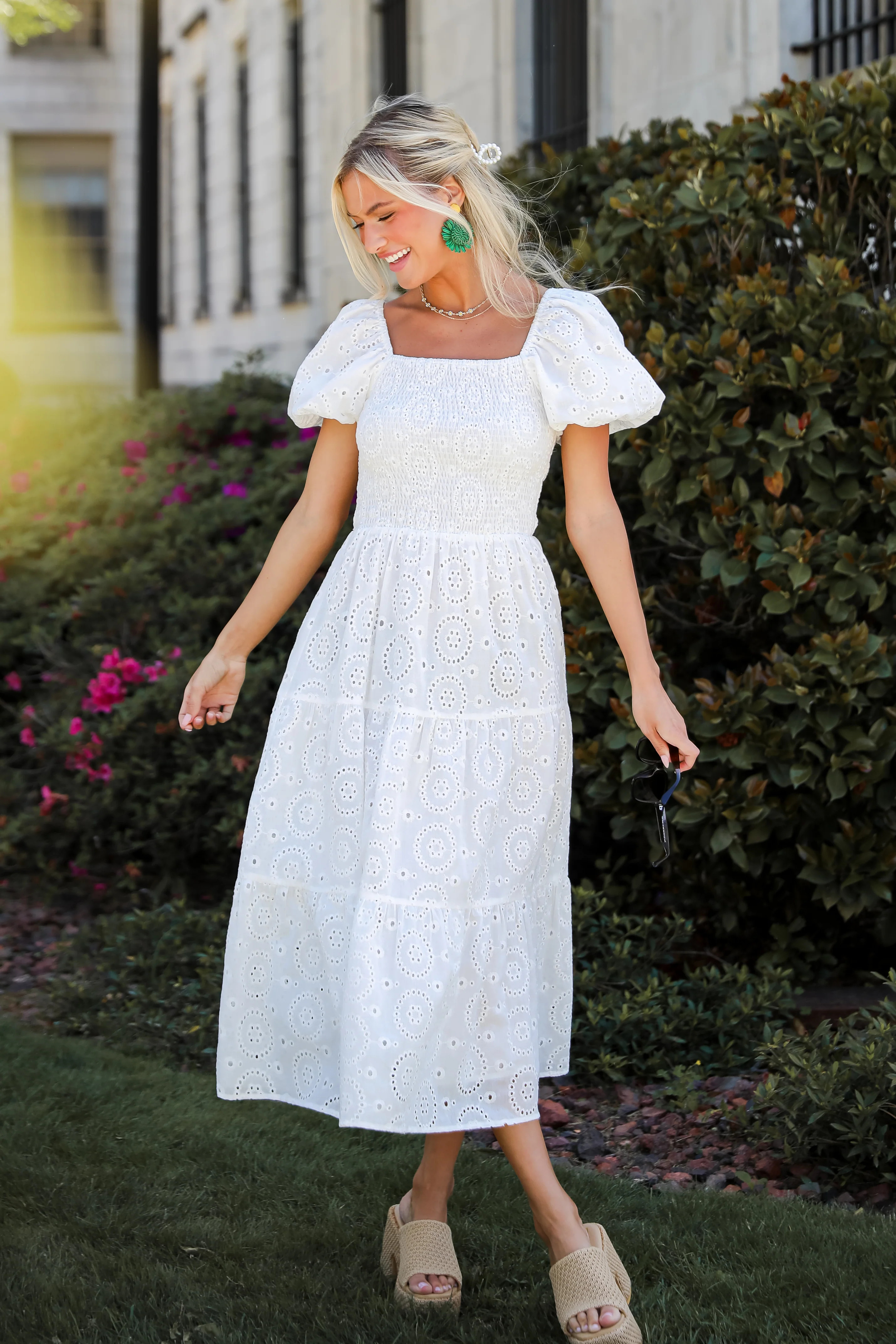 Flawless Mindset White Eyelet Midi Dress | Dress Up