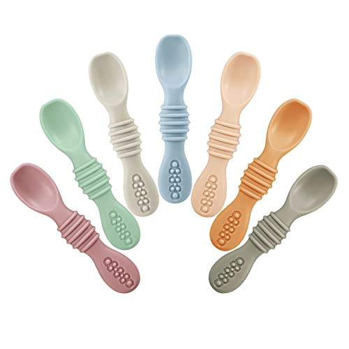 PandaEar 7 Pack Baby Led Weaning Spoons| Silicone Baby Spoons Self Feeding Utensils, Toddler Infant Feeding Spoon First Stage | Amazon (US)