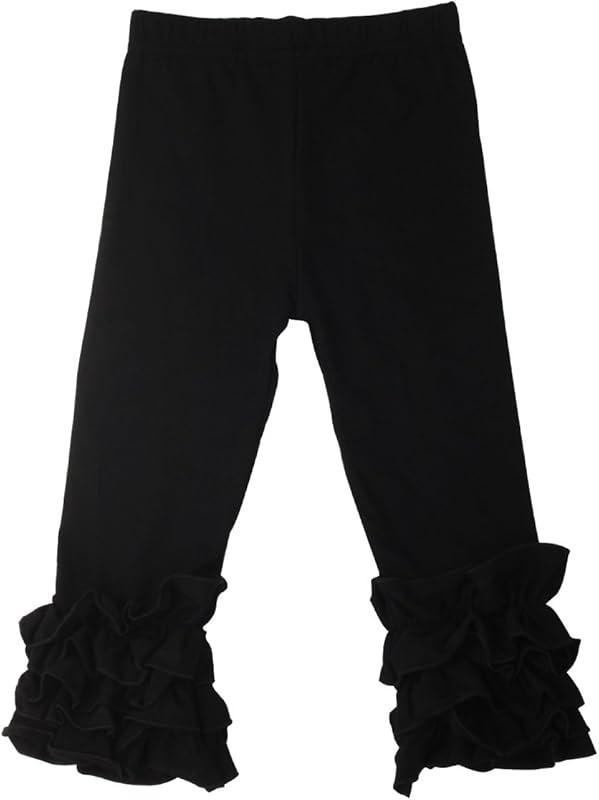 Slowera Little Girls' Ruffle Leggings Baby Toddler Solid Color Pants | Amazon (US)