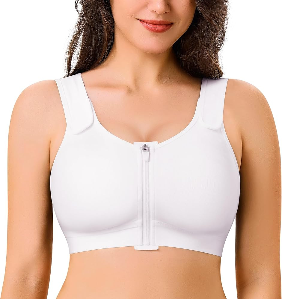 CYDREAM Zip Front Closure Wireless Bras for Women Full Coverage Post Surgery Compression Back Smo... | Amazon (US)