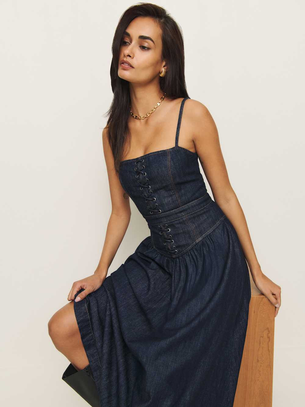 Florentina Denim Midi Dress | Reformation (Global)